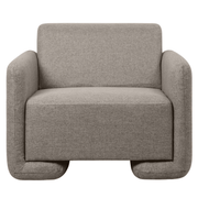Nyta Accent Chair Upholstered in Linen/Boucle with Pine Wood Frame Grey Linen Sofa Leisuremod