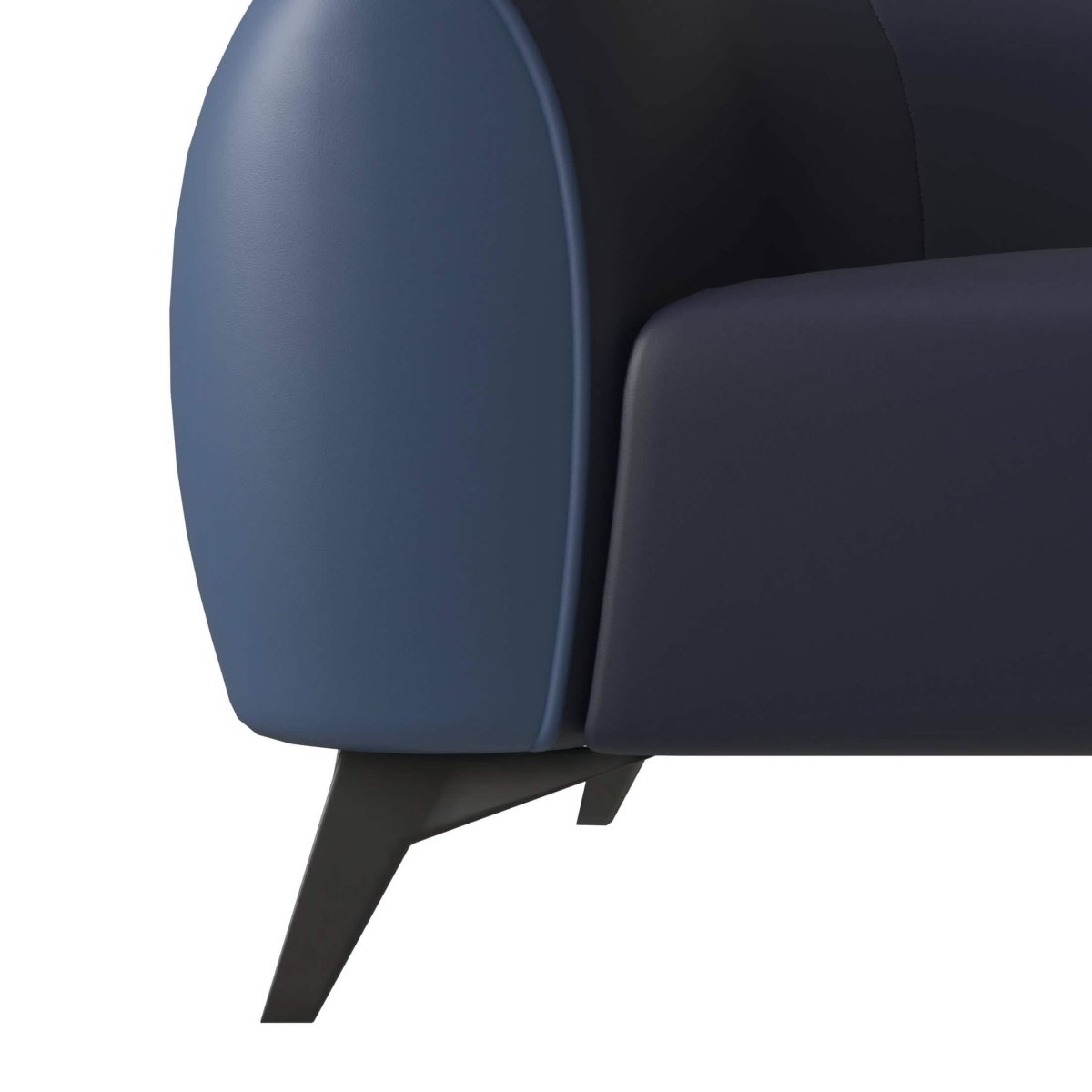 Opula 3-Seater Leather Sofa with Stainless Steel Legs Blue Sofa Leisuremod