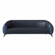 Opula 3-Seater Leather Sofa with Stainless Steel Legs Blue Sofa Leisuremod