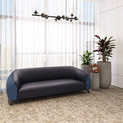 Opula 3-Seater Leather Sofa with Stainless Steel Legs Blue Sofa Leisuremod