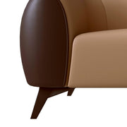Opula 3-Seater Leather Sofa with Stainless Steel Legs Brown Sofa Leisuremod
