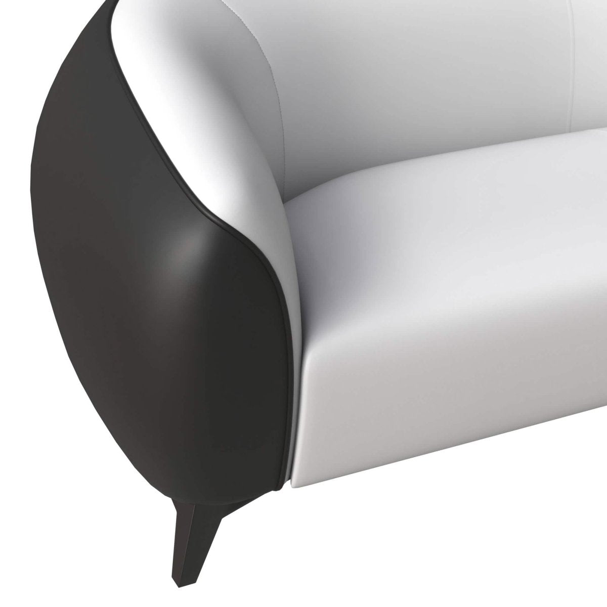 Opula 3-Seater Leather Sofa with Stainless Steel Legs Black White Sofa Leisuremod
