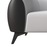 Opula 3-Seater Leather Sofa with Stainless Steel Legs Black White Sofa Leisuremod