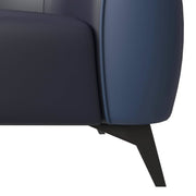 Opula Single-Seater Leather Sofa Accent Armchair with Stainless Steel Legs Blue Sofa Leisuremod