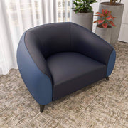 Opula Single-Seater Leather Sofa Accent Armchair with Stainless Steel Legs Blue Sofa Leisuremod