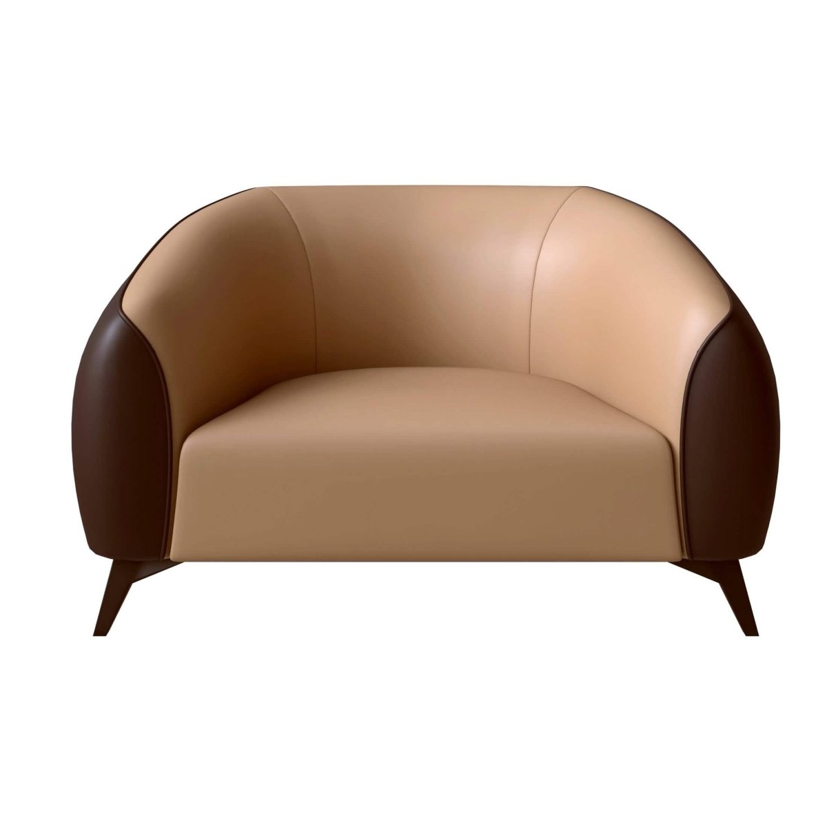 Opula Single-Seater Leather Sofa Accent Armchair with Stainless Steel Legs Brown Sofa Leisuremod