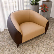 Opula Single-Seater Leather Sofa Accent Armchair with Stainless Steel Legs Brown Sofa Leisuremod