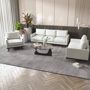 Chester 3-Piece Leather Living Room Sofa Set with Birch Wood Base White Sofa Set Leisuremod