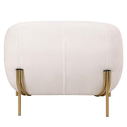 Zuno Upholstered Single Seater Sofa in Velvet with Gold Iron Legs White Sofa Leisuremod
