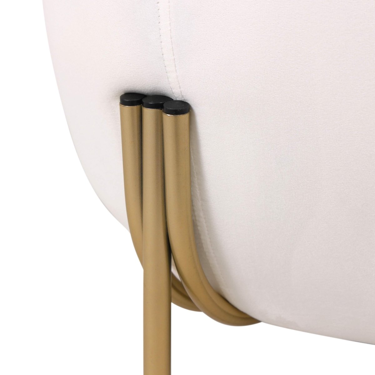 Zuno Upholstered Single Seater Sofa in Velvet with Gold Iron Legs White Sofa Leisuremod