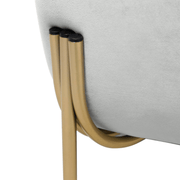 Zuno Upholstered Single Seater Sofa in Velvet with Gold Iron Legs Light Grey Sofa Leisuremod