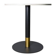 Vail Collection Dining Table Black Base With 27"/36" Round Black MDF Wood/Sintered Stone Top 36 Inches Light Wood Brown Wood Dining Table Leisuremod