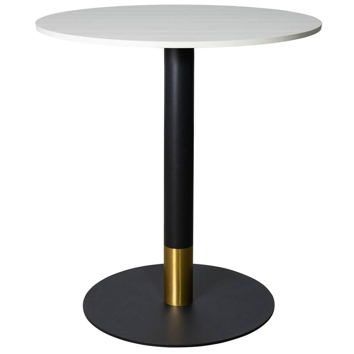 Vail Collection Dining Table Black Base With 27"/36" Round Black MDF Wood/Sintered Stone Top 36 Inches Light Wood Brown Wood Dining Table Leisuremod