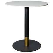 Vail Collection Dining Table Black Base With 27"/36" Round Black MDF Wood/Sintered Stone Top 36 Inches Light Wood Brown Wood Dining Table Leisuremod