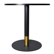Vail Collection Dining Table Black Base With 27"/36" Round Black MDF Wood/Sintered Stone Top 36 Inches Light Wood Brown Wood Dining Table Leisuremod