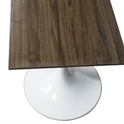 Verve Collection 24"Square Dining Table, Black/White/Brushed Gold Base with MDF Top 27 Inch White Dark Maple Wood Dining Table Leisuremod