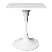 Verve Collection 24"Square Dining Table, Black/White/Brushed Gold Base with MDF Top 27 Inch White Light Natural Wood Dining Table Leisuremod