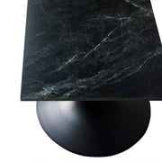 Verve Collection 24"Square Dining Table, Black/White/Brushed Gold Base with MDF Top 27 Inch Black Black Wood Dining Table Leisuremod