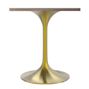Verve Collection 24"Square Dining Table, Black/White/Brushed Gold Base with MDF Top 27 Inch Brushed Gold Dark Maple Wood Dining Table Leisuremod