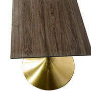 Verve Collection 24"Square Dining Table, Black/White/Brushed Gold Base with MDF Top 27 Inch Brushed Gold Dark Maple Wood Dining Table Leisuremod