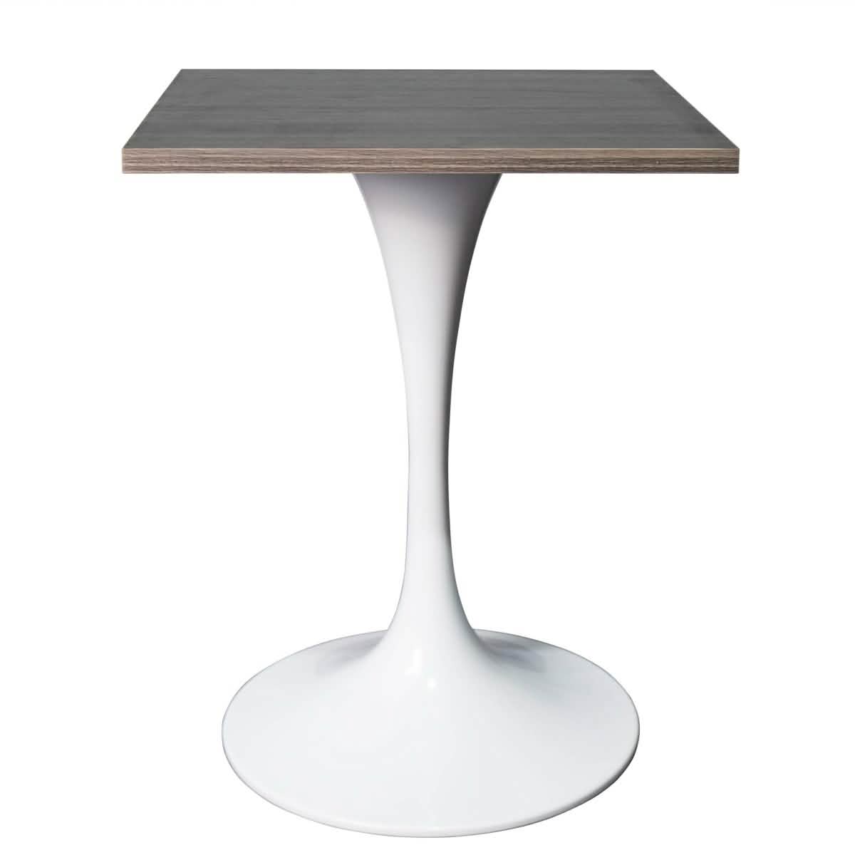 Verve Collection 24"Square Dining Table, Black/White/Brushed Gold Base with MDF Top 27 Inch White Dark Maple Wood Dining Table Leisuremod