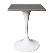 Verve Collection 24"Square Dining Table, Black/White/Brushed Gold Base with MDF Top 27 Inch White Dark Maple Wood Dining Table Leisuremod