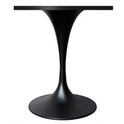 Verve Collection 24"Square Dining Table, Black/White/Brushed Gold Base with MDF Top 27 Inch Black Black Wood Dining Table Leisuremod