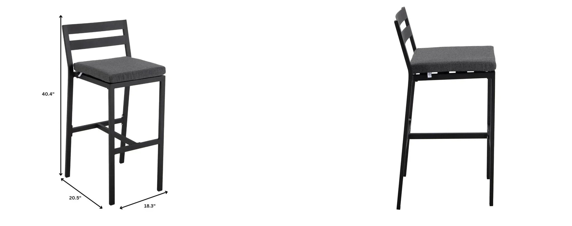 Chelsea Modern Patio Bar Chair in Powder-Coated Aluminum with Removable Cushion - Elax Furniture