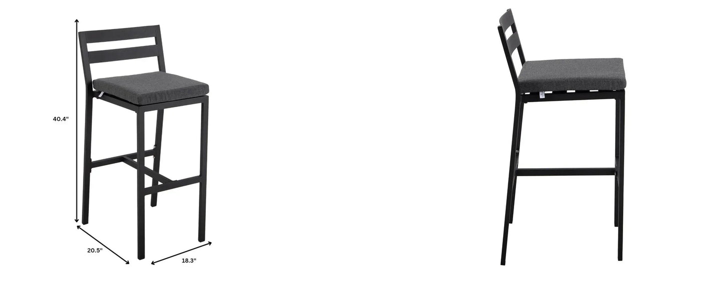 Chelsea Modern Patio Bar Chair in Powder-Coated Aluminum with Removable Cushion - Elax Furniture