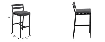 Chelsea Modern Patio Bar Chair in Powder-Coated Aluminum with Removable Cushion - Elax Furniture