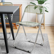 Lawrence 7-Piece Dining Set: Folding Acrylic Chairs & Rectangular Wood Table - Elax Furniture