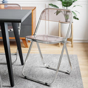 Lawrence 7-Piece Dining Set: Folding Acrylic Chairs & Rectangular Wood Table - Elax Furniture
