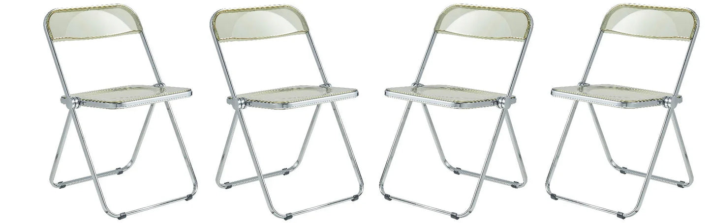 Lawrence Acrylic Folding Chair With Metal Frame Set of 4 - Elax Furniture