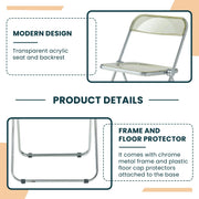 Lawrence Acrylic Folding Chair With Metal Frame - Elax Furniture