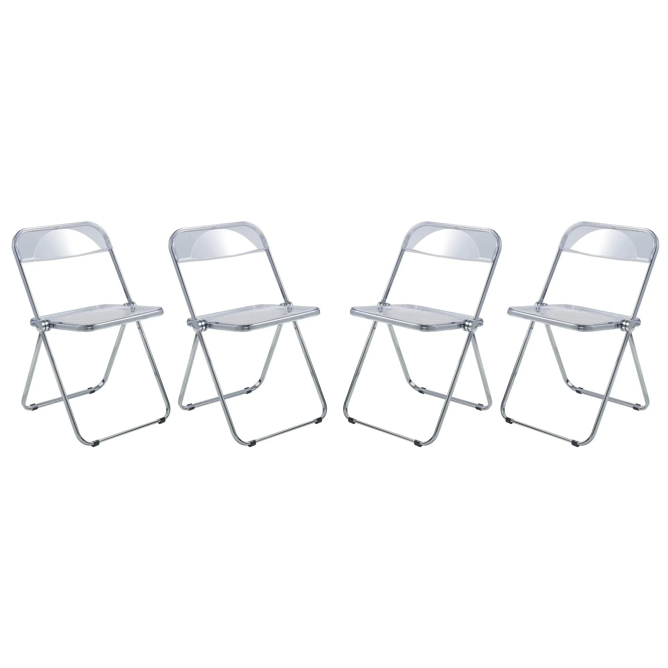 Lawrence Acrylic Folding Chair With Metal Frame Set of 4 - Elax Furniture