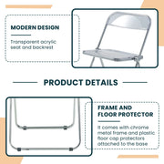 Lawrence Acrylic Folding Chair With Metal Frame - Elax Furniture