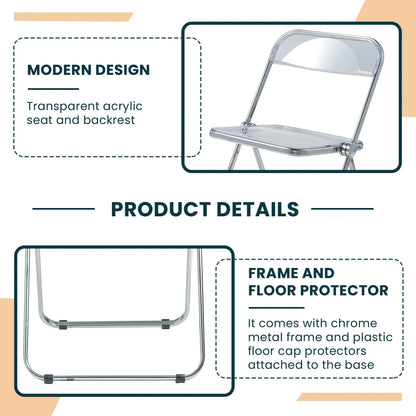Lawrence Acrylic Folding Chair With Metal Frame - Elax Furniture