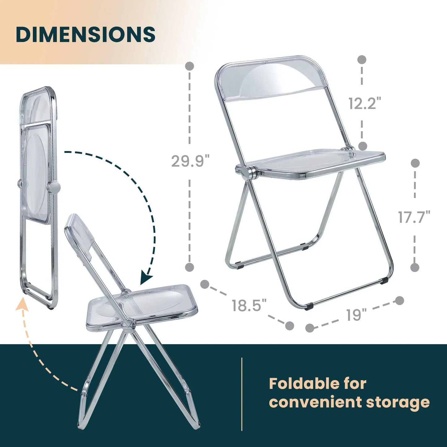 Lawrence Acrylic Folding Chair With Metal Frame - Elax Furniture