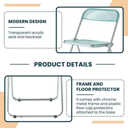 Lawrence Acrylic Folding Chair With Metal Frame - Elax Furniture