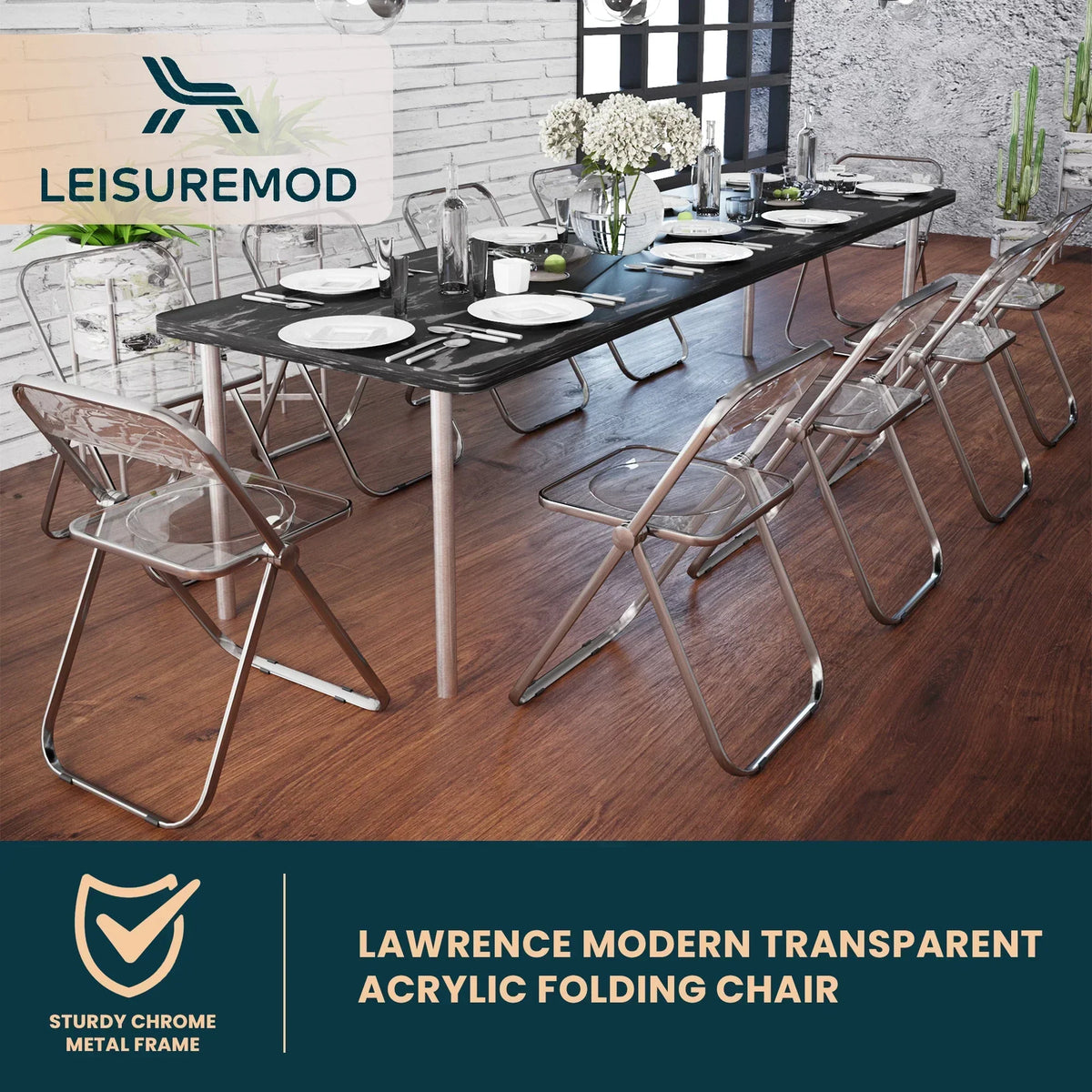 Lawrence Acrylic Folding Chair With Metal Frame - Elax Furniture