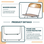 Lawrence Acrylic Folding Chair With Metal Frame - Elax Furniture