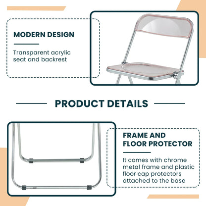 Lawrence Acrylic Folding Chair With Metal Frame - Elax Furniture