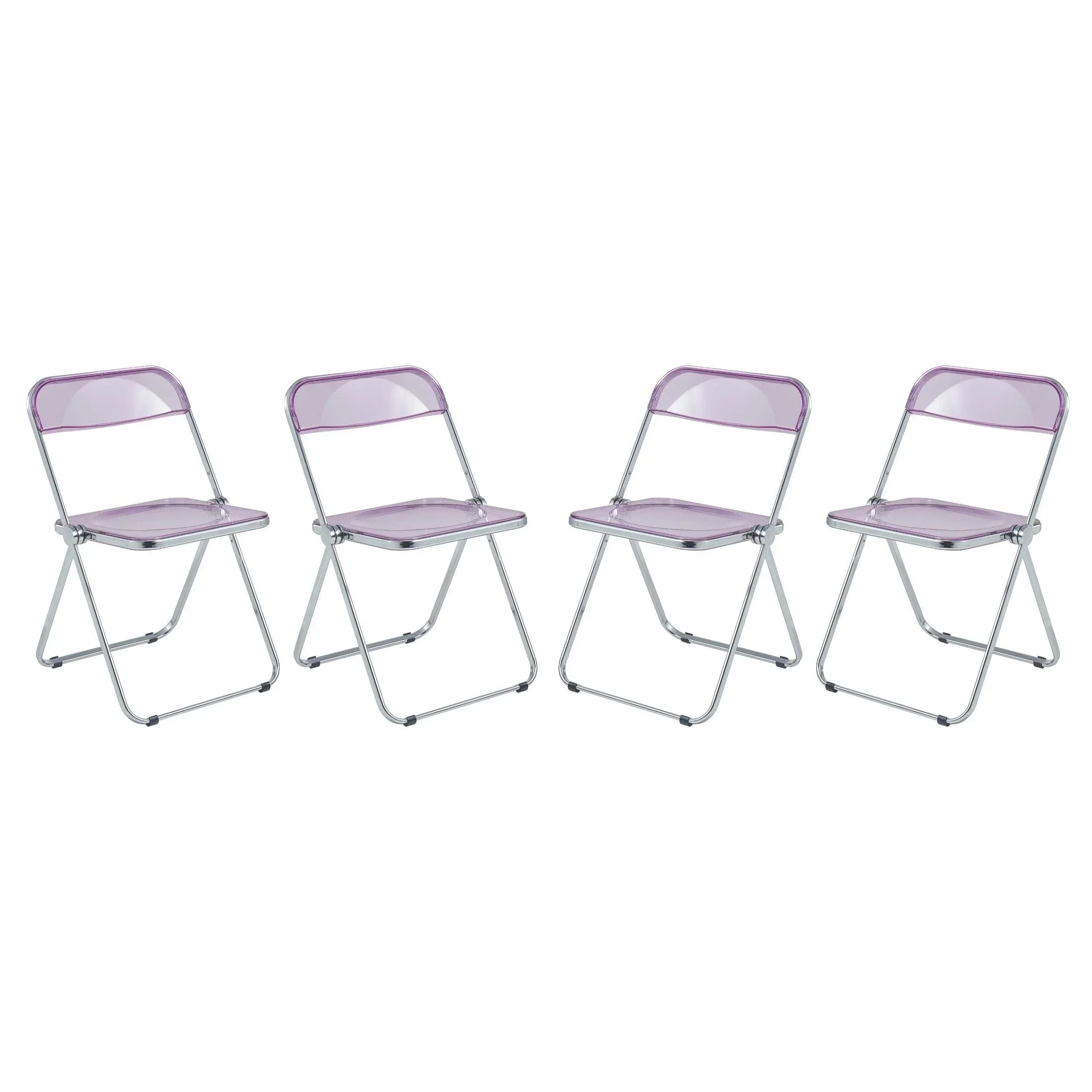 Lawrence Acrylic Folding Chair With Metal Frame Set of 4 - Elax Furniture