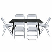 Lawrence 7-Piece Dining Set: Folding Acrylic Chairs & Rectangular Wood Table - Elax Furniture