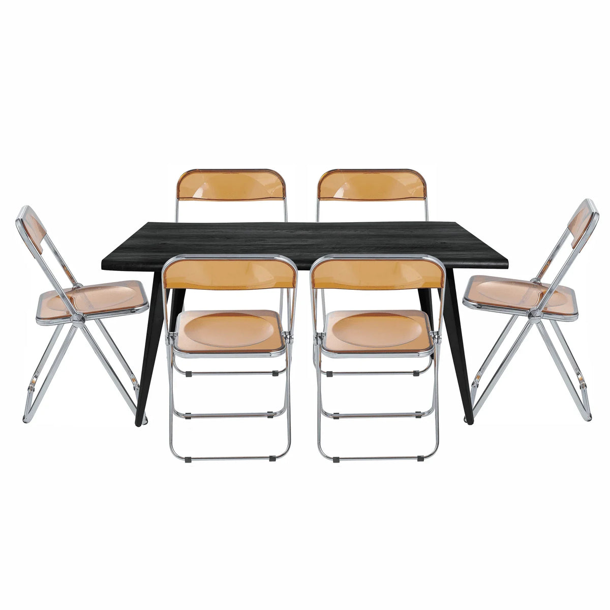 Lawrence 7-Piece Dining Set: Folding Acrylic Chairs & Rectangular Wood Table - Elax Furniture