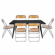 Lawrence 7-Piece Dining Set: Folding Acrylic Chairs & Rectangular Wood Table - Elax Furniture