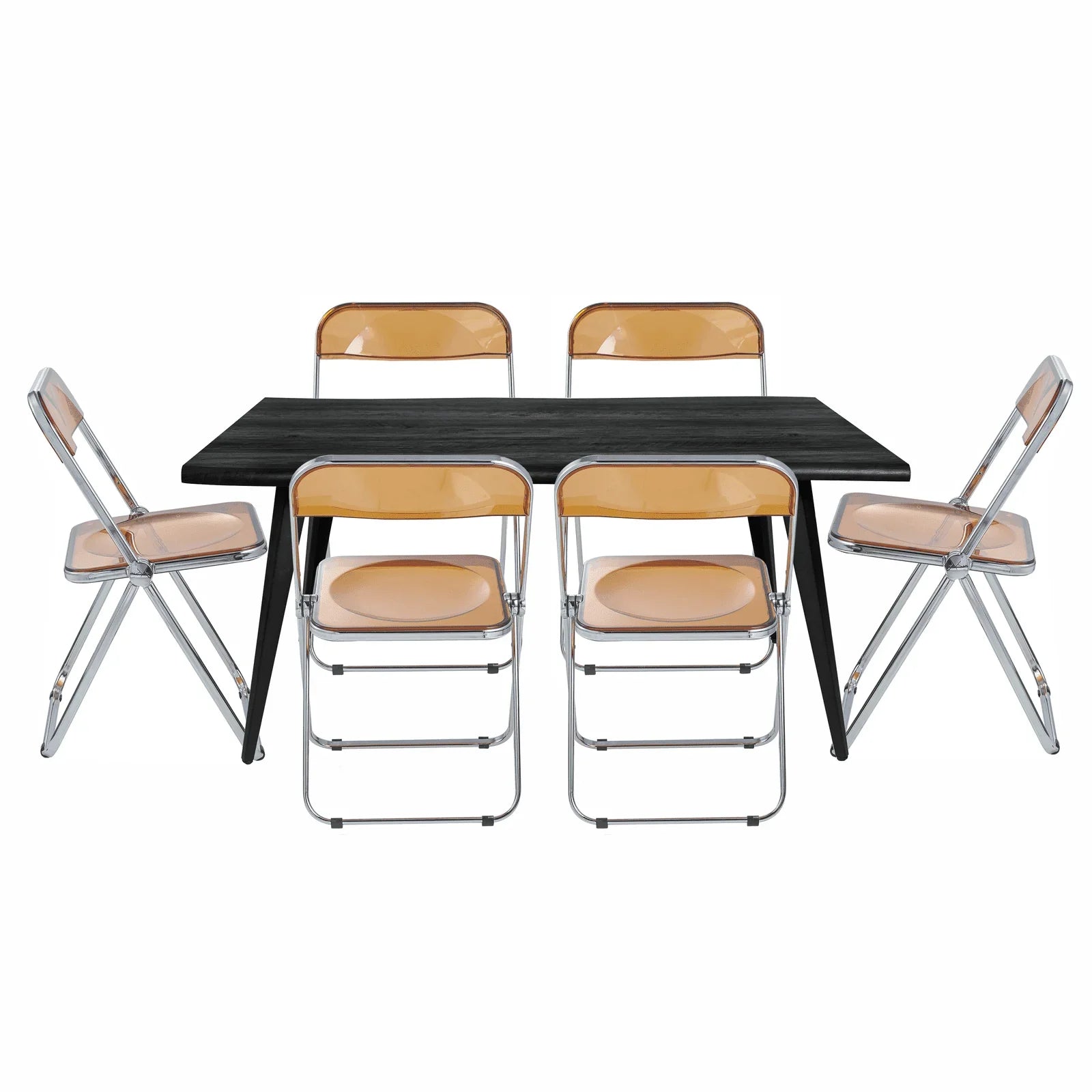 Lawrence 7-Piece Dining Set: Folding Acrylic Chairs & Rectangular Wood Table - Elax Furniture