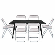 Lawrence 7-Piece Dining Set: Folding Acrylic Chairs & Rectangular Wood Table - Elax Furniture