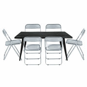 Lawrence 7-Piece Dining Set: Folding Acrylic Chairs & Rectangular Wood Table - Elax Furniture