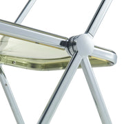 Lawrence 7-Piece Dining Set: Folding Acrylic Chairs & Rectangular Wood Table with Geometric Base - Elax Furniture